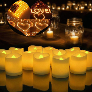 เทียน LED แบบมีขอบ Tealight เทียนอิเล็กทรอนิกส์เว้าขนาดเล็ก Tealight เทียนวันเกิดเปลวไฟสมจริง