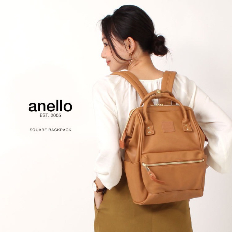 anello กระเป๋าเป้สะพายหลัง Retro backpack สี camel beige ของแท้
