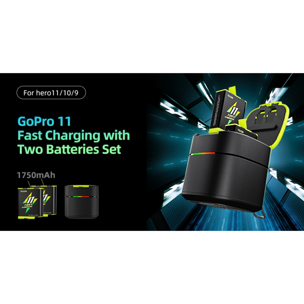 [ FCK-B11 ] Telesin Battery fast charging box พร้อม แบตเตอรี่2ก้อน สำหรับ Gopro 11/10/9