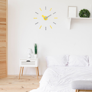 On-Time wall clock ไม่เจาะผนัง v1m เทาเหลือง ขนาดติดตั้ง 56-60 เซน นาฬิกาขนาดใหญ่ DIY onime