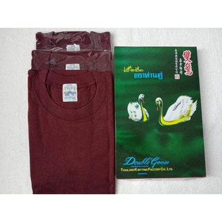 เสื้อตราห่านคู่ คอกลม สีเลือดหมู ขนาด 34-52 นิ้ว พร้อมส่ง ใส่สบาย cotton100