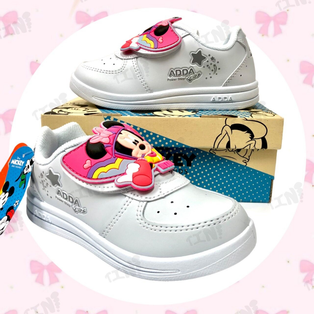 ADDA Minnie รองเท้าพละเด็กผู้หญิง รองเท้านักเรียนหญิง ผ้าใบเด็ก สีขาว รุ่น41G95