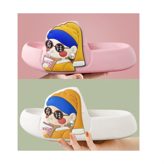 รองเท้าแตะแบบสวม ลายคุณนายไฮโซ น่ารักมาก พื้นนิ่ม