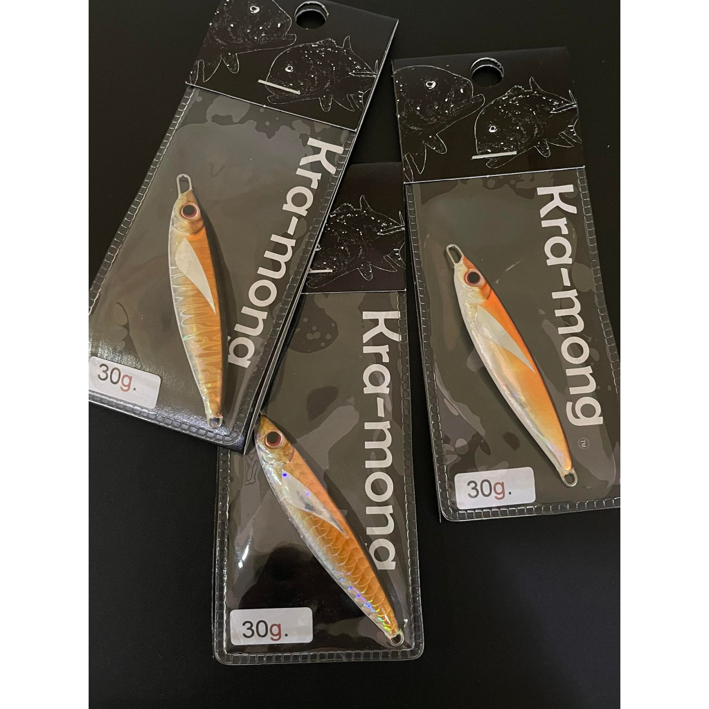 A-013 สีส้ม มี3ลายให้เลือก เหยื่อจิ๊กกิ้ง ไลท์จิ๊กกิ้ง สปีดจิ๊ก Jigging เหยื่อตกปลาโลหะ เหยื่อตกปลาทะเล นน.25-150กรัม