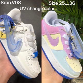 รองเท้าเด็ก ผ้าใบเด็กNike Air Force 1 (size25-36) เปลี่ยนสีเมื่อโดนแสงแดด