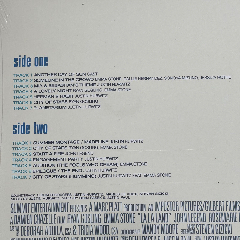 แผ่นเสียง La La Land (Original Motion Picture Soundtrack )by Justin