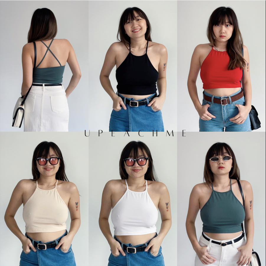 XOXO TANK I เสื้อสายเดี่ยวไขว้หลังสีพื้นใส่สบาย กล้ามสั้นมินิมอลสายฝอตัวแม่