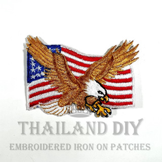 ตัวรีดติดเสื้อ ลาย นก นกอินทรีย์ ธงชาติ USA Flag Eagle Patch WOP งานปัก DIY ตัวรีด อาร์มติดเสื้อ กระเป๋า เท่ๆ นกอินทรี