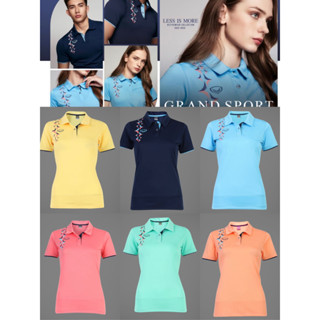 Grand sport 12-792 เสื้อโปโลคอปกหญิง พิมพ์ลายที่หน้าอก ผ้า T-SPUN