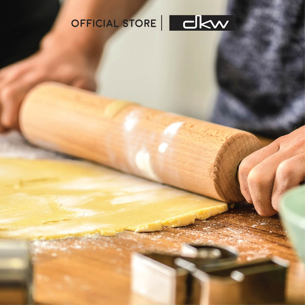 [โค้ด40%ในVDO] DKW ไม้นวดแป้งยางพารา (มี 3 ขนาด) Rubber Wood Rolling Pin ที่นวดแป้ง WA-201-9,10,12