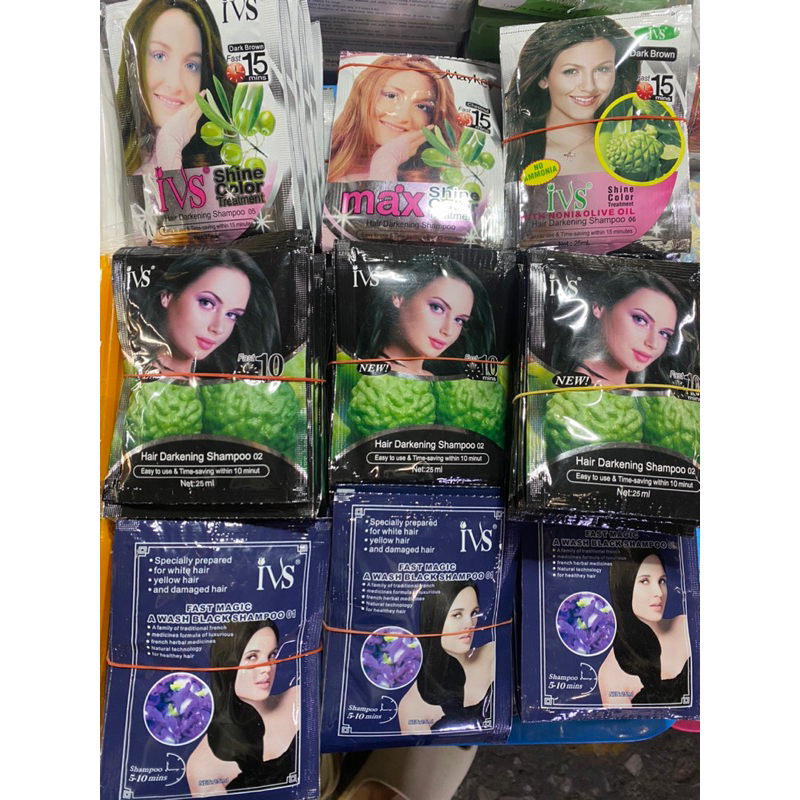 พร้อมส่ง(set 10 ซอง ) แชมพูสมุนไพรIvsเปลี่ยนสีผมปกปิดผมหงอก