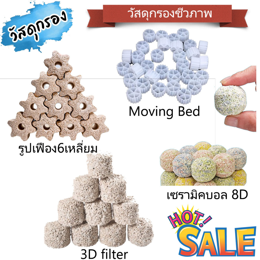 วัสดุกรองชีวภาพ Moving bed รูปเฟือง6เหลี่ยม มูฟวิ่งเบด แยกขาย 1 Kg #F6