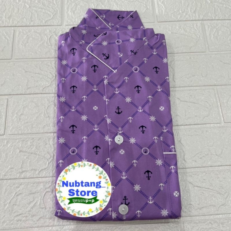 ชุดนอนp+p ผ้าคอตตอน ฟรีไซส์ คอปก ขายาว แขนสั้น - รูปที่ 7