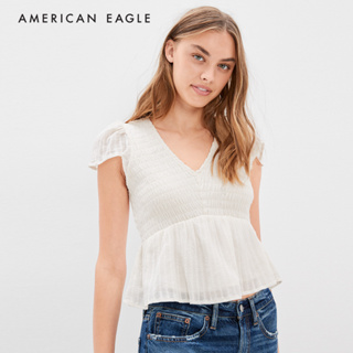 American Eagle V-Neck Smocked Babydoll Blouse เสื้อเบลาซ์ ผู้หญิง เบบี้ดอล คอวี  (NWSB 035-4961-106)