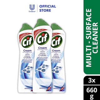 แพคคุ้ม3ขวด Cif Cleaning Cream (660ml x 3) ผลิตภัณฑ์ขจัดคราบฝั่งลึก กลิ่นเลม่อน และ ออริจินัล 660 ml Cif Cream