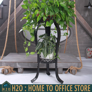 Plant display stand ชั้นวางกระถางดอกไม้ เหล็ก 2 ชั้น 31x31x82 cm (มี 2 สี : สีขาว/สีดำ)