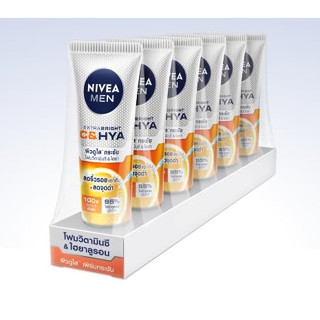 (แพ็ค 6) NIVEA MEN EXTRA BRUGHT C&amp;HYA VITAMIN FOAM (15 g.x6) นีเวีย เมน เอ็กซิตร้า ไบรท์ ซีแอนด์ ไฮยา โฟมล้างหน้า