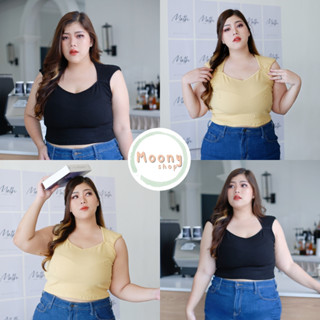 🍭Moonyshop🍭เสื้อครอปแขนสั้น Crop Top Plussize ใส่ไม่ได้เปลี่ยนได้#494