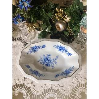 Hokuyu Blue &amp; White Bowl ชามทรงรีลายดอกไม้สีขาวน้ำเงินสวยมากค่ะ