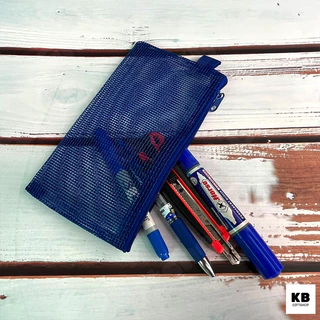 KB ขายส่ง ยกโหล (12ใบ) กระเป๋าดินสอ กล่องดินสอ อุปกรณ์เครื่องเขียน ขนาด 4x8 นิ้ว ผ้าตาข่าย