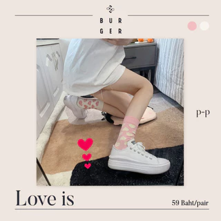 Love is ถุงเท้าแฟชั่น ครึ่งแข้ง ลายหัวใจ ราคาถูก คุณภาพดี