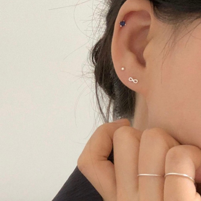 Suwann.na [ราคาต่อคู่] ต่างหู ต่างหูเงินแท้ ต่างหูอินฟินิตี้