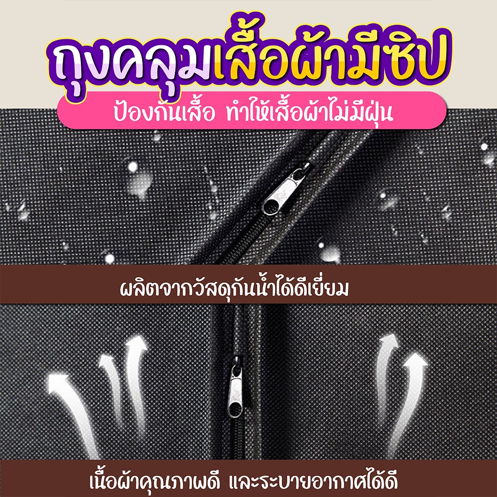 ถุงคลุมเสื้อผ้า มีซิป กันน้ำ กันสิ่งสกปรก ถุงใส่สูท ที่คลุมเสื้อผ้า SP283 - รูปที่ 2