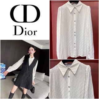 เสื้อเชิ้ตแขนยาว CHRISTIAN DIOR MONOGRAM LOGO SILK SHIRT