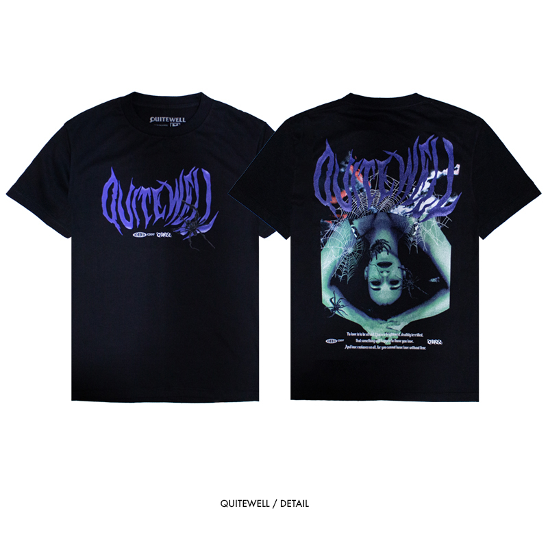 QUITEWELL เสื้อยืดแขนสั้น 209 SPIDERS BLACK เสื้อผู้ชาย Oversize สีดำ วินเทจ