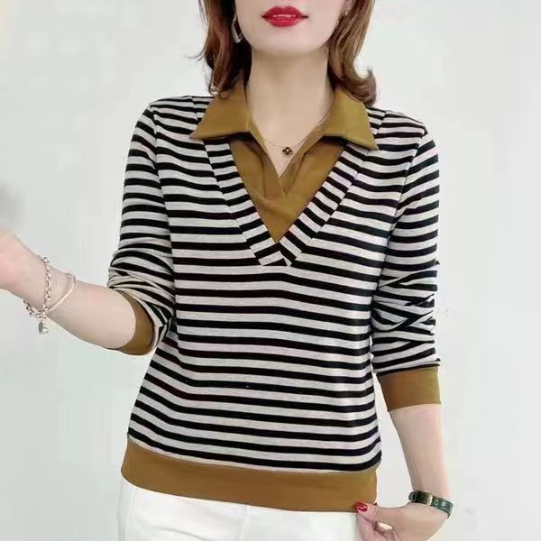 เกาหลีใต้  ทันสมัยที่สุด  สไตล์ใหม่  ลาย  เสื้อเชิ้ตแขนยาว  4สี  M~4XL