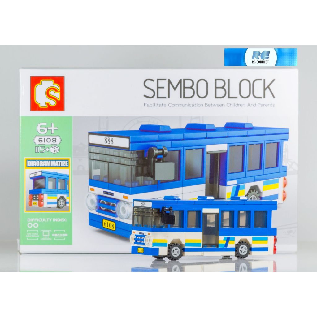 บล็อกตัวต่อรถยนต์ เลโก้จีน รถเมล์ไทย ขสมก ขนส่งมวลชน ของเล่น สะสม SEMBO BLOCK Thai Bus Car 115 PCS S