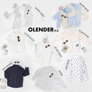 ❣Olender เสื้อคอจีนแขนยาวเด็กผู้ชายผ้าลาย