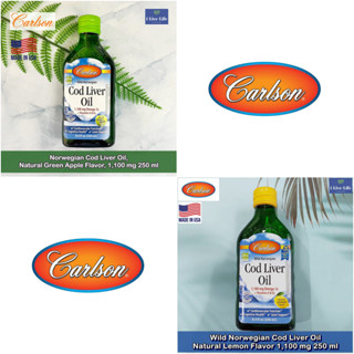 น้ำมันตับปลาจากนอเวย์ Wild Norwegian Cod Liver Oil 1,100 mg 250 ml - Carlson Labs