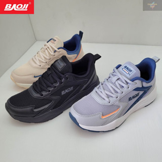 BAOJI ของแท้ 100% รองเท้าผ้าใบหญิง รองเท้าวิ่ง รุ่น BJW841 สีเทา/สีดำ/สีชมพู SIZE 37-41