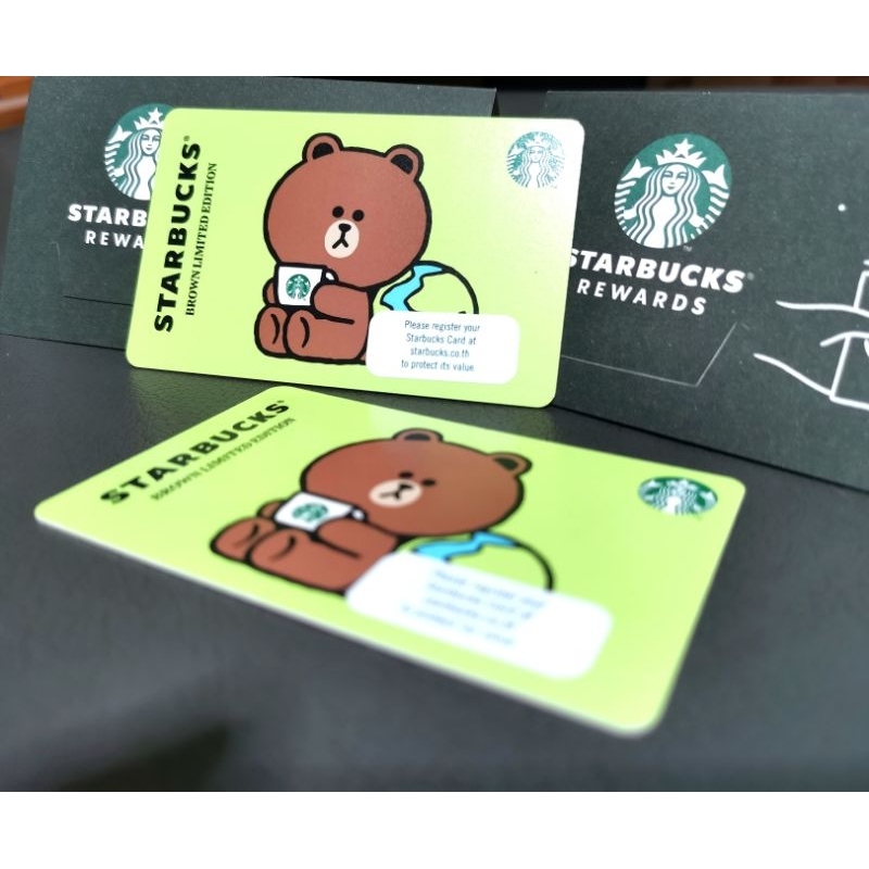 มูลค่า 100 B. หมีบราวน์ Starbucks Card  ***ส่งบัตรจริง*** บัตรสตาร์บัค
