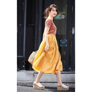 ยู นิ โคล่  กระโปรงผ้าฝ้าย high waist cotton lawn volume skirt  มือสอง สภาพเหมือนใหม่