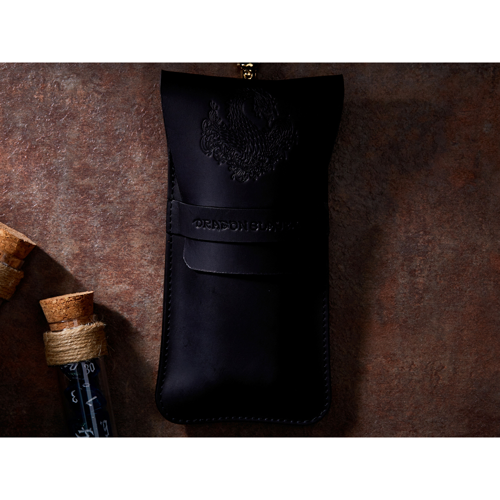 Leviathan RPG Double Potion Bag | Large Dice Bag | Black Leather Bag With Dice Potion Flask Set | Di