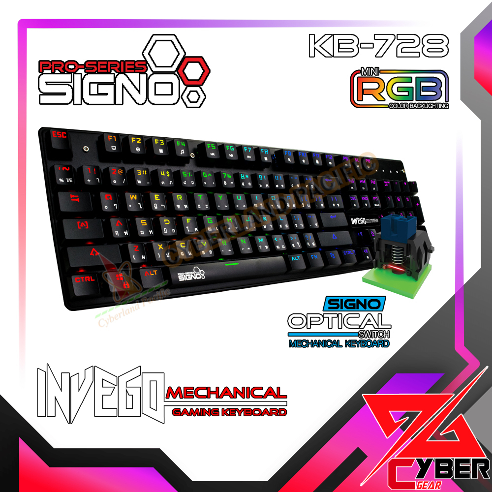 SIGNO Mini RGB Mechanical Gaming Keyboard INVEGO รุ่น KB-728 (Blue Optical Switch) (เกมส์มิ่ง คีย์บอ