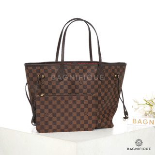 NEW LOUIS VUITTON NEVERFULL MM EBENE DAMIER CANVAS GHW MICROCHIP