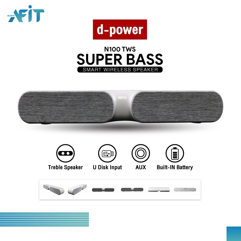 ลำโพงบลูธูท D-power speaker รุ่น N100 TWS เสียงดี เบสแน่น บลูธูท AUX FM USB