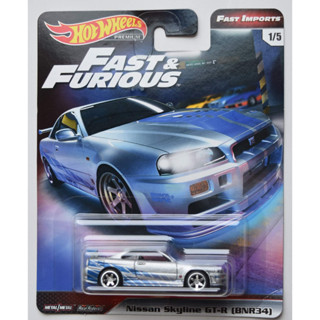 Hot Wheels Fast &amp; Furious Premium Fast Imports Silver Nissan Skyline GT-R BNR34 Diecast Scale Model Car