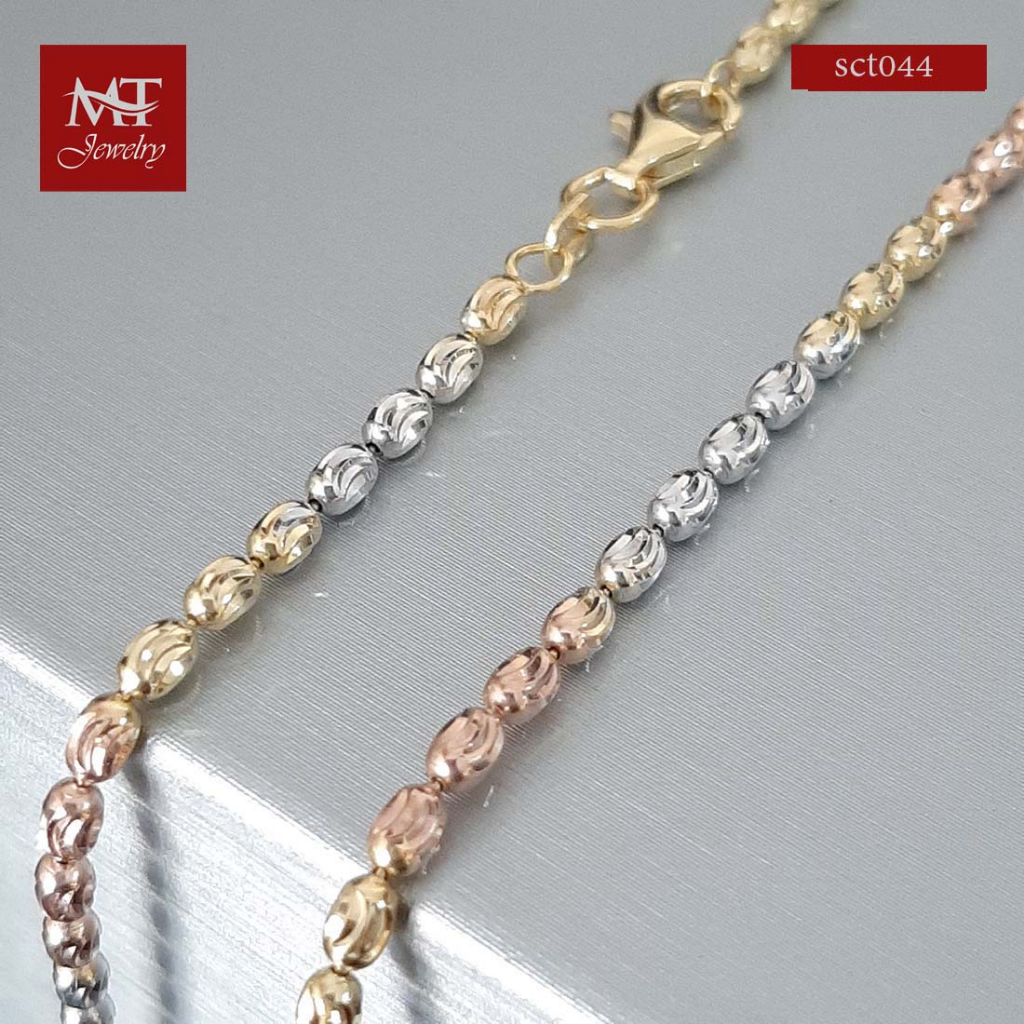 MT สร้อยคอเงินแท้ ดีไซน์ 3 กษัตริย์ ลายเม็ดข้าว มูนคัท ยาว 16 นิ้ว chain (sct044) MT Jewelry มณีธารา