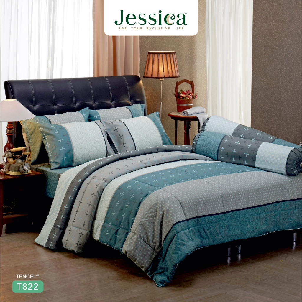 Jessica Tencel T822 ชุดเครื่องนอน ผ้าปูที่นอน ผ้าห่มนวม เจสสิก้า พิมพ์ลวดลายโดดเด่น ให้สัมผัสที่นุ่มลื่นดุจแพรไหม