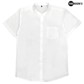 เดอะรูม THE ROOMS เสื้อเชิ้ตผ้าอ็อกฟอร์ด คอจีนแขนสั้น สีขาว นุ่ม สบาย
