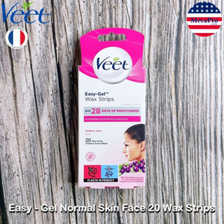 Veet® Easy - Gel Normal Skin Face 20 Wax Strips วีท แผ่นแว็กซ์กำจัดขนบริเวณใบหน้า