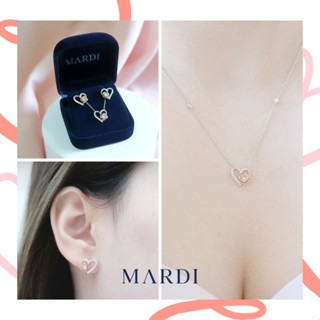 Mardi Jewelry สร้อยคอ ต่างหูเงินแท้รูปหัวใจ Rosie Heart Necklace Earrings