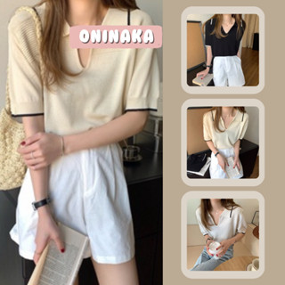 Oninaka เสื้อคอปก เสื้อยืด ผญสวย ๆ ใส่ง่าย เข้ากับทุกฤดูกาล เสื้อยืด 8813#
