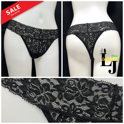 G23-044(B7-G466-628)กางเกงในจีสตริงสีดำ L(38) เอว 28 ยืดได้ 42 นิ้ว ผ้าลูกไม้ยืดได้ ไม่หยาบไม่คัน เอ