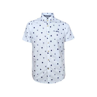 Hybrid  Shirt  ไฮบริดเสื้อเชิ๊ตผู้ชายแขนสั้น สีขาว (White)MSS-398-WH