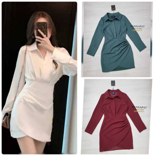 Dress เรียบหรู ดูดีมีราคา สาวออฟฟิศไม่ควรพลาด งานขายดี ผ้าหนานุ่มใส่สบาย มีซับในอย่าง
